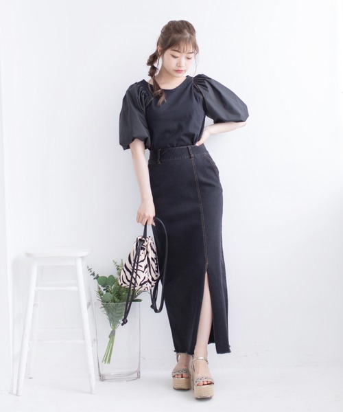 Mysa&Liina（ミーサリーナ）の「デニムタイトロングスカート（デニムスカート・レディース・ブラック/サックスブルー/インディゴブルー・M）」の11枚目の写真