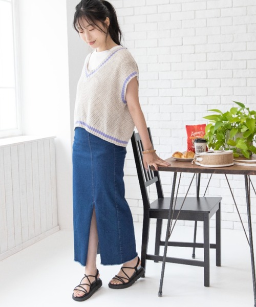 Mysa&Liina（ミーサリーナ）の「デニムタイトロングスカート（デニムスカート・レディース・ブラック/サックスブルー/インディゴブルー・M）」の13枚目の写真