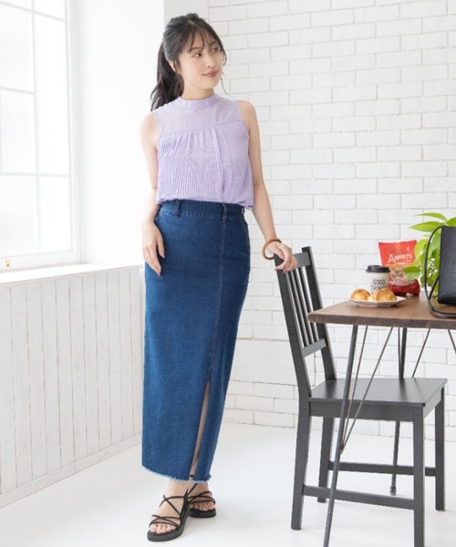 Mysa&Liina（ミーサリーナ）の「デニムタイトロングスカート（デニムスカート・レディース・ブラック/サックスブルー/インディゴブルー・M）」の20枚目の写真