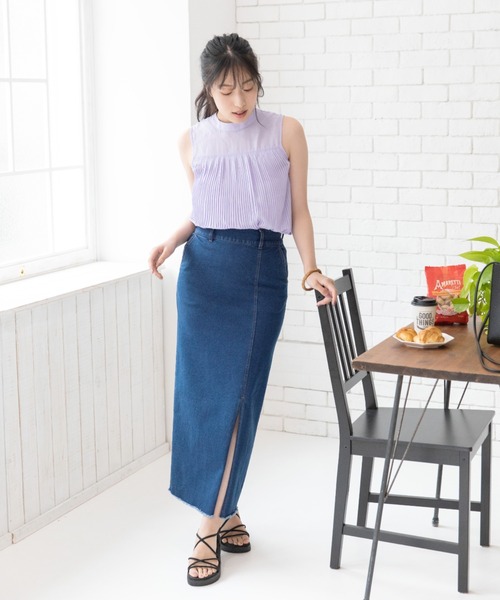 Mysa&Liina（ミーサリーナ）の「デニムタイトロングスカート（デニムスカート・レディース・ブラック/サックスブルー/インディゴブルー・M）」の21枚目の写真