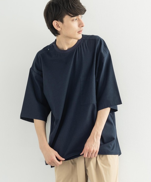 Rocky Monroe（ロッキーモンロー）の「綿麻 レーヨン オーバーサイズ 無地 BIGTシャツ（Tシャツ/カットソー・メンズ・ライトグレー/キナリ/カーキ/ライトベージュ/ブラック/ネイビー・M/L/XL）」の9枚目の写真