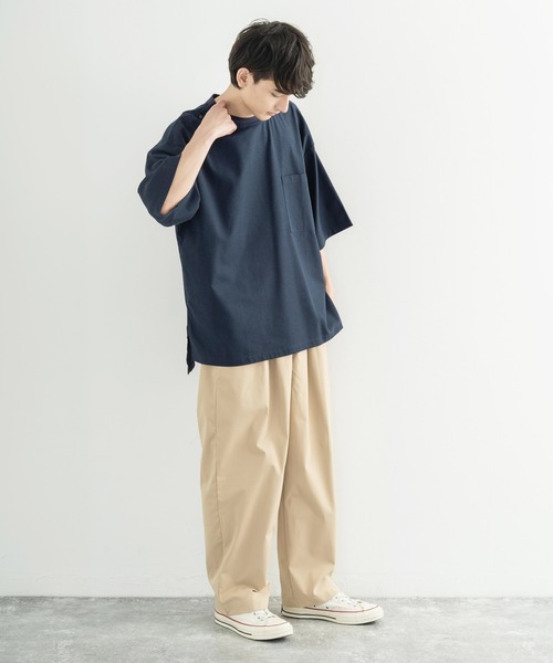 Rocky Monroe（ロッキーモンロー）の「綿麻 レーヨン オーバーサイズ 無地 BIGTシャツ（Tシャツ/カットソー・メンズ・ライトグレー/キナリ/カーキ/ライトベージュ/ブラック/ネイビー・M/L/XL）」の20枚目の写真