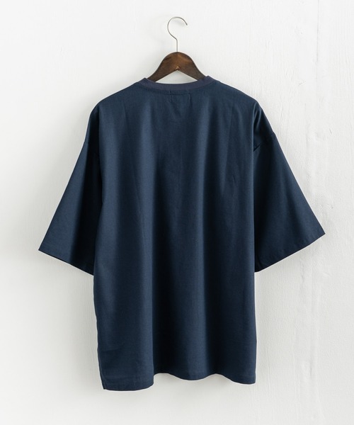 Rocky Monroe（ロッキーモンロー）の「綿麻 レーヨン オーバーサイズ 無地 BIGTシャツ（Tシャツ/カットソー・メンズ・ライトグレー/キナリ/カーキ/ライトベージュ/ブラック/ネイビー・M/L/XL）」の13枚目の写真