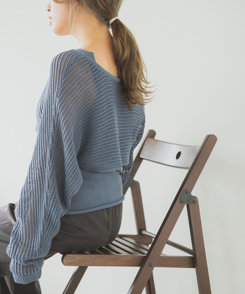 ITEMS URBANRESEARCH（アイテムズ アーバンリサーチ）の「インナーセットショート丈カーディガン（ニット/セーター・レディース・チャコールグレー/ブルー/ベージュ・FREE）」の7枚目の写真