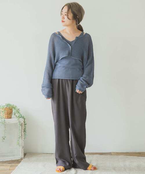 ITEMS URBANRESEARCH（アイテムズ アーバンリサーチ）の「インナーセットショート丈カーディガン（ニット/セーター・レディース・チャコールグレー/ブルー/ベージュ・FREE）」の9枚目の写真