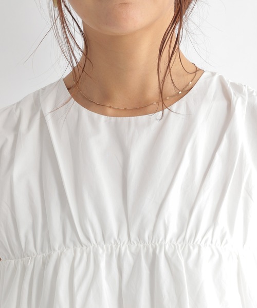 Andemiu（アンデミュウ）の「ギャザーノースリーブブラウス951766（Tシャツ/カットソー・レディース・ライトブルー/ブラック/オフホワイト・FREE）」の20枚目の写真