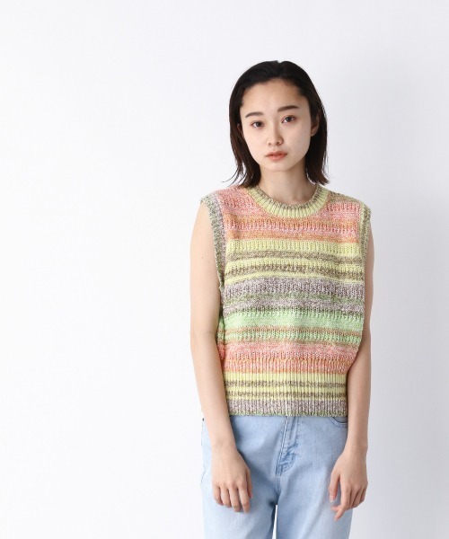 JEANASIS（ジーナシス）の「アソートファンシーニットNS/954593（ベスト・レディース・アイボリー/ブラック/オレンジ系その他2・FREE）」の3枚目の写真