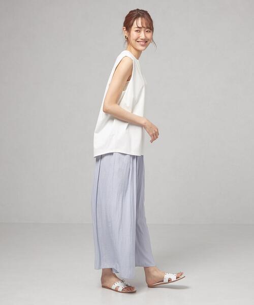 closet story（クローゼットストーリー）の「＜closet story（クローゼットストーリー）＞カタタック ノースリーブ カットソー（Tシャツ/カットソー・レディース・ホワイト/ブラック・FREE）」の9枚目の写真