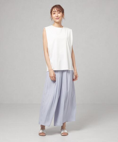 closet story（クローゼットストーリー）の「＜closet story（クローゼットストーリー）＞カタタック ノースリーブ カットソー（Tシャツ/カットソー・レディース・ホワイト/ブラック・FREE）」の10枚目の写真