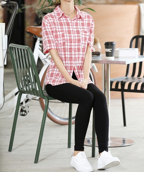 セール トップス 半袖チェックシャツ シャツ ブラウス Ulysses ユリシス のファッション