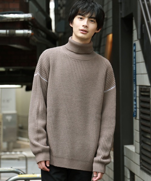 BeAMS DOT（ビームスドット）の「【WEB限定】BeAMS DOT / リンキング オーバー タートルネックニット（ニット/セーター・メンズ・ブラウン系その他4/ブラック系その他2・MEDIUM/LARGE）」の2枚目の写真