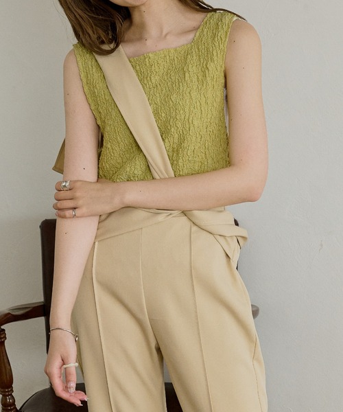 Ambre Neige（アンブルネージュ）の「2WAYシャーリングノースリーブ／【WEB/EC限定商品】（タンクトップ・レディース・ライトグリーン/アイボリー/ライトベージュ・FREE）」の13枚目の写真