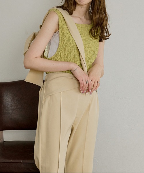 Ambre Neige（アンブルネージュ）の「2WAYシャーリングノースリーブ／【WEB/EC限定商品】（タンクトップ・レディース・ライトグリーン/アイボリー/ライトベージュ・FREE）」の14枚目の写真