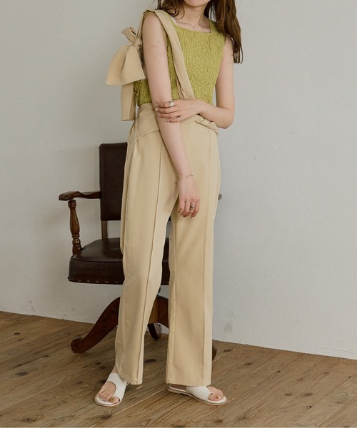 Ambre Neige（アンブルネージュ）の「2WAYシャーリングノースリーブ／【WEB/EC限定商品】（タンクトップ・レディース・ライトグリーン/アイボリー/ライトベージュ・FREE）」の16枚目の写真