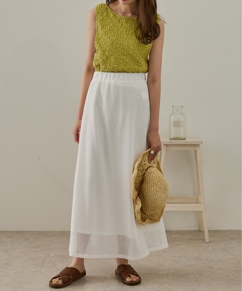 Ambre Neige（アンブルネージュ）の「2WAYシャーリングノースリーブ／【WEB/EC限定商品】（タンクトップ・レディース・ライトグリーン/アイボリー/ライトベージュ・FREE）」の18枚目の写真