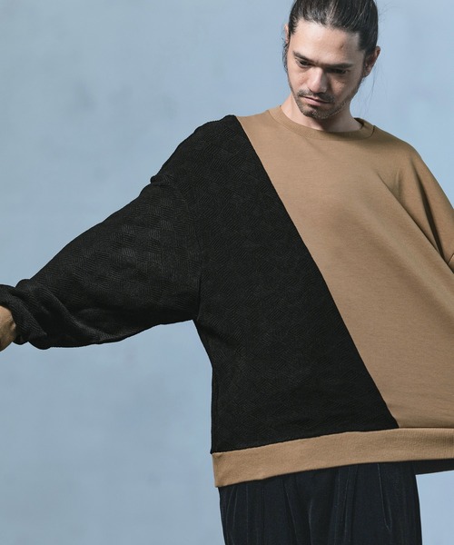 mlt3490-Cardboard Knit & Knit sew Switch Pullover (MADE IN JAPAN) プルオーバー