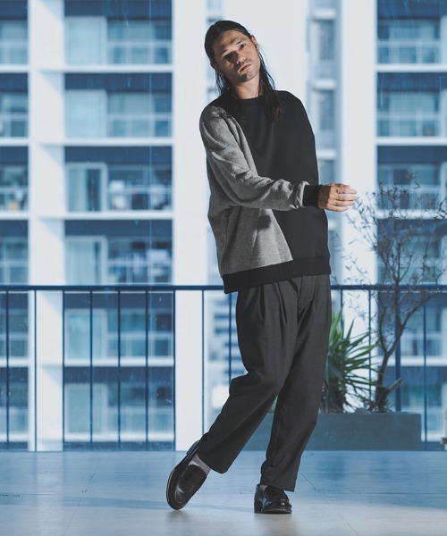 ANGENEHM（アンゲネーム）の「mlt3490-Cardboard Knit & Knit sew Switch Pullover (MADE IN JAPAN) プルオーバー（スウェット・メンズ・ブラック×グレー/ベージュ系その他・M/L）」の8枚目の写真
