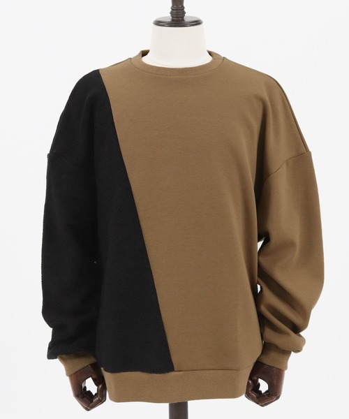 ANGENEHM（アンゲネーム）の「mlt3490-Cardboard Knit & Knit sew Switch Pullover (MADE IN JAPAN) プルオーバー（スウェット・メンズ・ブラック×グレー/ベージュ系その他・M/L）」の11枚目の写真