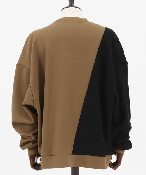ANGENEHM（アンゲネーム）の「mlt3490-Cardboard Knit & Knit sew Switch Pullover (MADE IN JAPAN) プルオーバー（スウェット・メンズ・ブラック×グレー/ベージュ系その他・M/L）」の12枚目の写真