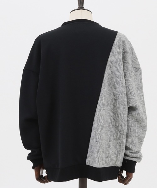 ANGENEHM（アンゲネーム）の「mlt3490-Cardboard Knit & Knit sew Switch Pullover (MADE IN JAPAN) プルオーバー（スウェット・メンズ・ブラック×グレー/ベージュ系その他・M/L）」の14枚目の写真