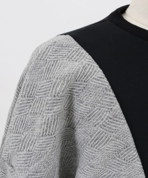 ANGENEHM（アンゲネーム）の「mlt3490-Cardboard Knit & Knit sew Switch Pullover (MADE IN JAPAN) プルオーバー（スウェット・メンズ・ブラック×グレー/ベージュ系その他・M/L）」の16枚目の写真