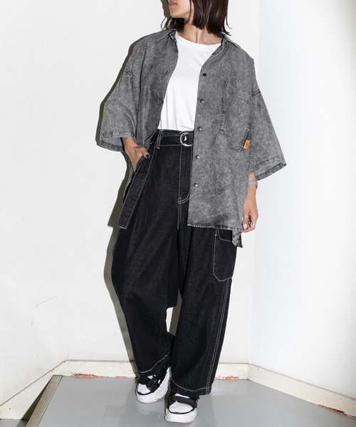 PairPair(ペアペア)の「ケミカルデニムBIGシャツ(ユニセックス)(シャツ/ブラウス・レディース・ブラック/ブルー・FREE)」の22枚目の写真