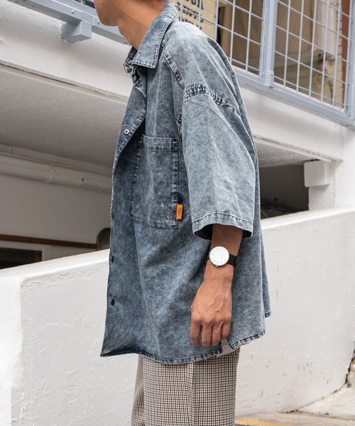 PairPair(ペアペア)の「ケミカルデニムBIGシャツ(ユニセックス)(シャツ/ブラウス・レディース・ブラック/ブルー・FREE)」の11枚目の写真