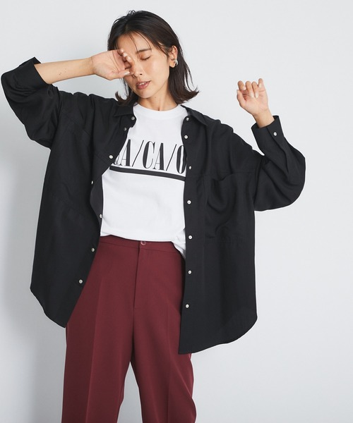 RIVE DROITE（リヴドロワ）の「コーディネートにこなれ感を演出　ストーンウォッシュオーバーシャツ（シャツ/ブラウス・レディース・ブラック/カーキ・FREE）」の17枚目の写真