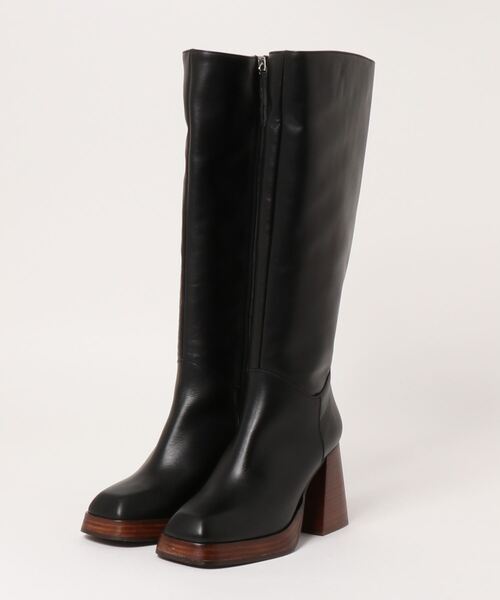 【セール】【ANGEL ALARCON】スクエアトウチャンキーヒールロングブーツ(D13202)（ブーツ）｜INTER-CHAUSSURES（インターショシュール）