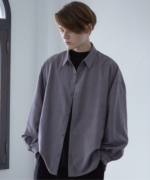 Loose/ルース（ルース）の「モダール合皮ルーズシャツ（シャツ/ブラウス・メンズ・ダークグレー/ブラウン系その他/パープル系その他/グレイッシュブルー・S/M/L）」の4枚目の写真