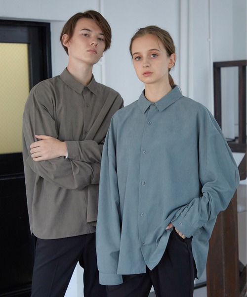 Loose/ルース（ルース）の「モダール合皮ルーズシャツ（シャツ/ブラウス・メンズ・ダークグレー/ブラウン系その他/パープル系その他/グレイッシュブルー・S/M/L）」の5枚目の写真