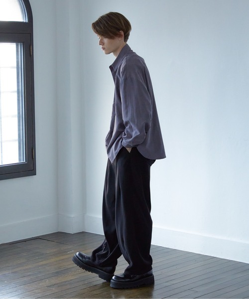 Loose/ルース（ルース）の「モダール合皮ルーズシャツ（シャツ/ブラウス・メンズ・ダークグレー/ブラウン系その他/パープル系その他/グレイッシュブルー・S/M/L）」の11枚目の写真