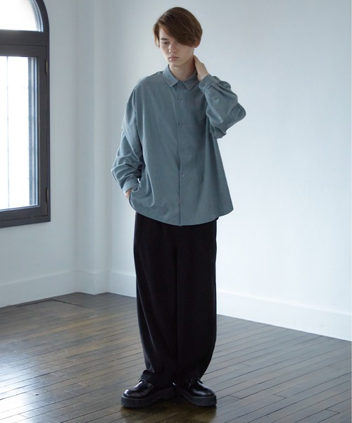 Loose/ルース（ルース）の「モダール合皮ルーズシャツ（シャツ/ブラウス・メンズ・ダークグレー/ブラウン系その他/パープル系その他/グレイッシュブルー・S/M/L）」の6枚目の写真