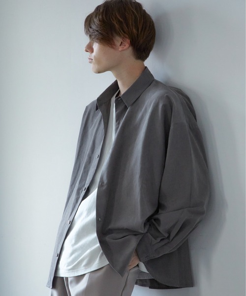 Loose/ルース（ルース）の「モダール合皮ルーズシャツ（シャツ/ブラウス・メンズ・ダークグレー/ブラウン系その他/パープル系その他/グレイッシュブルー・S/M/L）」の17枚目の写真