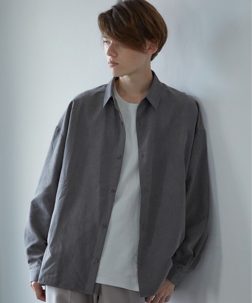 Loose/ルース（ルース）の「モダール合皮ルーズシャツ（シャツ/ブラウス・メンズ・ダークグレー/ブラウン系その他/パープル系その他/グレイッシュブルー・S/M/L）」の12枚目の写真