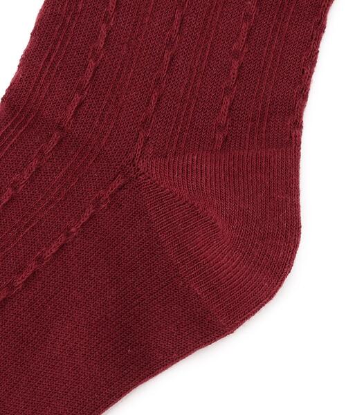 SHOO・LA・RUE（シューラルー）の「◆穿き口シャギーフロートクルーソックス（ソックス/靴下・キッズ・ネイビー/アイボリー/ボルドー・56/59）」の4枚目の写真