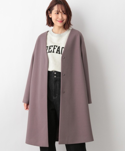 GLOBAL WORK(グローバルワーク)の「軽やかノーカラーコート/947219(ノーカラーコート・レディース・杢グレー/グレー系その他/アッシュブラウン/ブルー系その他/パープル系その他/グリーン系その他7/ブラウン/その他・MEDIUM/LARGE)」の7枚目の写真