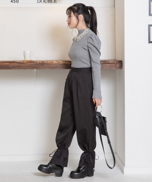 Mysa&Liina（ミーサリーナ）の「デコラタックスリーブハイネックニット（ニット/セーター・レディース・グレー/ブラウン/グリーン/ブラック・M）」の5枚目の写真