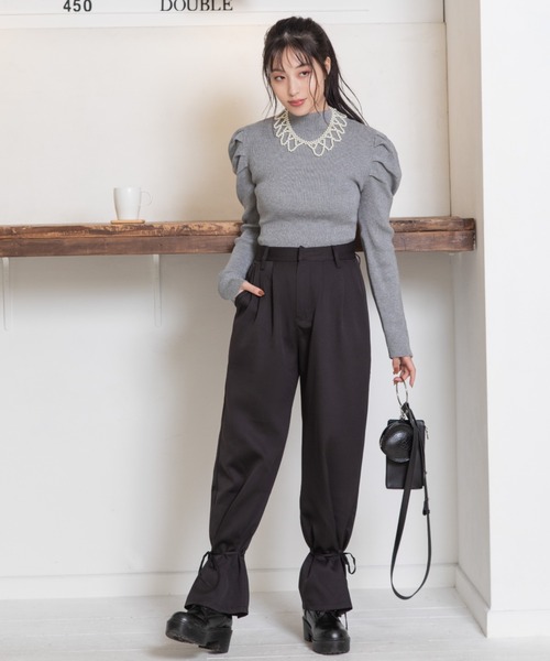 Mysa&Liina（ミーサリーナ）の「デコラタックスリーブハイネックニット（ニット/セーター・レディース・グレー/ブラウン/グリーン/ブラック・M）」の9枚目の写真