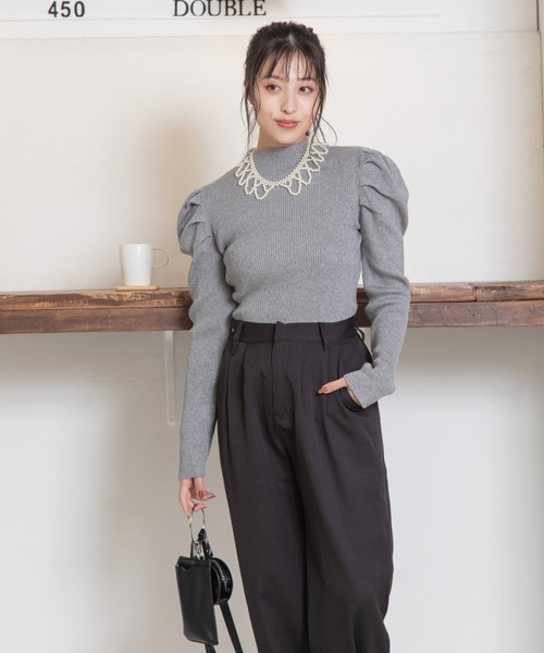 Mysa&Liina（ミーサリーナ）の「デコラタックスリーブハイネックニット（ニット/セーター・レディース・グレー/ブラウン/グリーン/ブラック・M）」の20枚目の写真