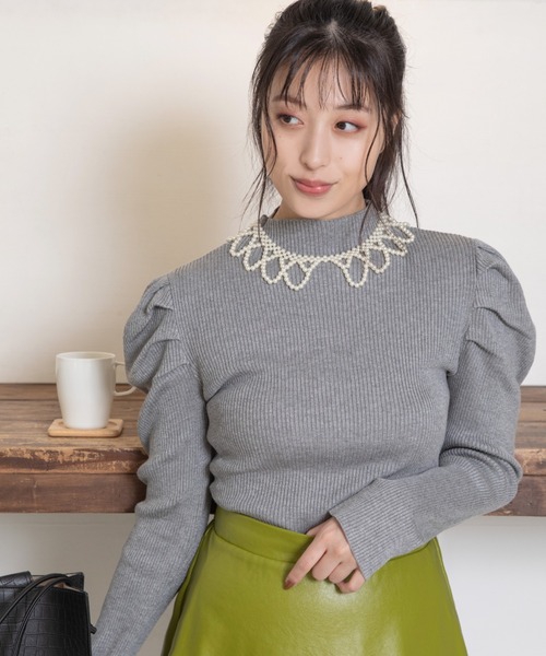 Mysa&Liina（ミーサリーナ）の「デコラタックスリーブハイネックニット（ニット/セーター・レディース・グレー/ブラウン/グリーン/ブラック・M）」の13枚目の写真