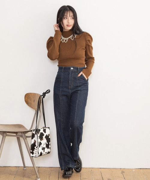 Mysa&Liina（ミーサリーナ）の「デコラタックスリーブハイネックニット（ニット/セーター・レディース・グレー/ブラウン/グリーン/ブラック・M）」の11枚目の写真