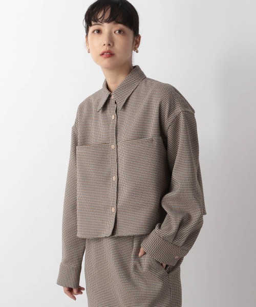 LOWRYS FARM(ローリーズファーム)の「チェックスクエアショートシャツLS 214850(シャツ/ブラウス・レディース・ベージュ/ブルー・FREE)」の6枚目の写真