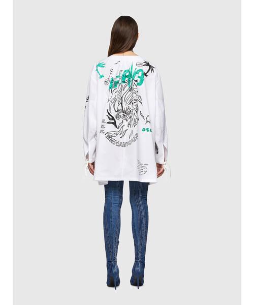 DIESEL（ディーゼル）の「レディース シャツ ブラウス グラフィック 長袖 オーバーサイズ（シャツ/ブラウス・レディース・ホワイト系その他・X-SMALL）」の3枚目の写真