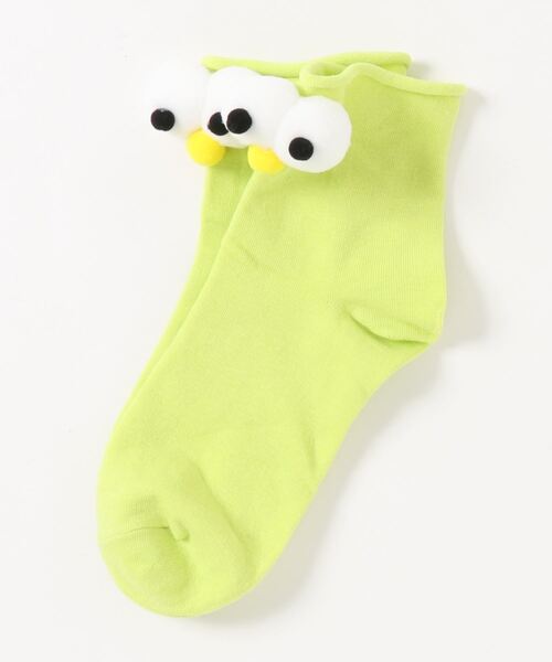 Anuenue（アヌエヌエ）の「キョロキョロ付き ショートソックス靴下（ソックス/靴下・キッズ・ホワイト/ライトブルー/ブラック/ベージュ/パープル/グレー/レッド/イエロー/オレンジ/ブルー/グリーン/ダークグレー/マスタード/ワインレッド/ライトパープル/ピンク/ライトピンク/サーモンピンク/黄緑系/ピンク系1・FREE）」の7枚目の写真