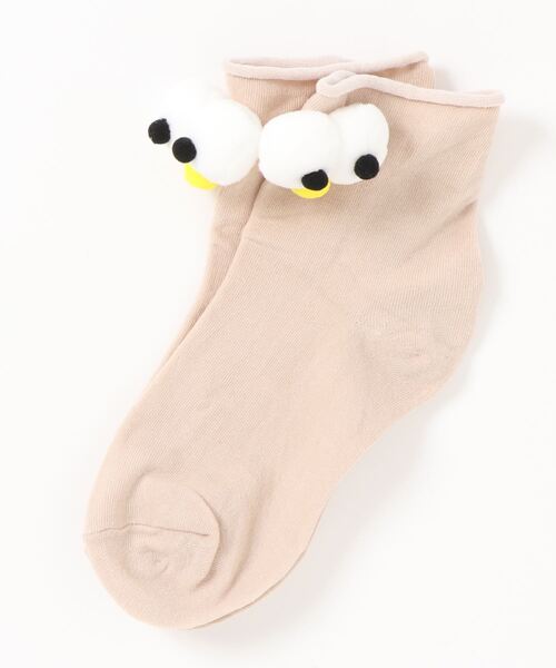 Anuenue（アヌエヌエ）の「キョロキョロ付き ショートソックス靴下（ソックス/靴下・キッズ・ホワイト/ライトブルー/ブラック/ベージュ/パープル/グレー/レッド/イエロー/オレンジ/ブルー/グリーン/ダークグレー/マスタード/ワインレッド/ライトパープル/ピンク/ライトピンク/サーモンピンク/黄緑系/ピンク系1・FREE）」の5枚目の写真