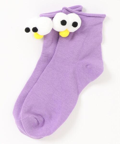 Anuenue（アヌエヌエ）の「キョロキョロ付き ショートソックス靴下（ソックス/靴下・キッズ・ホワイト/ライトブルー/ブラック/ベージュ/パープル/グレー/レッド/イエロー/オレンジ/ブルー/グリーン/ダークグレー/マスタード/ワインレッド/ライトパープル/ピンク/ライトピンク/サーモンピンク/黄緑系/ピンク系1・FREE）」の11枚目の写真