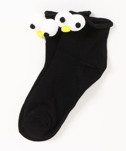 Anuenue（アヌエヌエ）の「キョロキョロ付き ショートソックス靴下（ソックス/靴下・キッズ・ホワイト/ライトブルー/ブラック/ベージュ/パープル/グレー/レッド/イエロー/オレンジ/ブルー/グリーン/ダークグレー/マスタード/ワインレッド/ライトパープル/ピンク/ライトピンク/サーモンピンク/黄緑系/ピンク系1・FREE）」の2枚目の写真