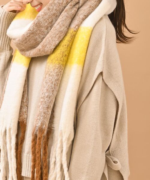 rps（アールピーエス）の「チェック柄ボリュームマフラー（マフラー・レディース・イエロー/グリーン/パープル/マスタード/オレンジ/グレー/ライトグレー/ダークグリーン/ブルー/ダークパープル/ラベンダー/ブラウン・フリー）」の20枚目の写真