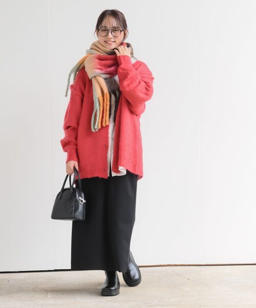 rps（アールピーエス）の「チェック柄ボリュームマフラー（マフラー・レディース・イエロー/グリーン/パープル/マスタード/オレンジ/グレー/ライトグレー/ダークグリーン/ブルー/ダークパープル/ラベンダー/ブラウン・フリー）」の19枚目の写真